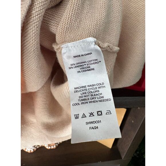 Quince Lightweight Cotton Cashmere Link-Stitch Dolman Sweater In Oatmeal Size XL - Picture 7 of 7